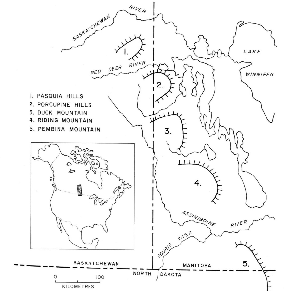 Simplified map of the Manitoba Escarpment (Bamburak, et al 2004).
