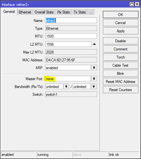 Mikrotik Master Port