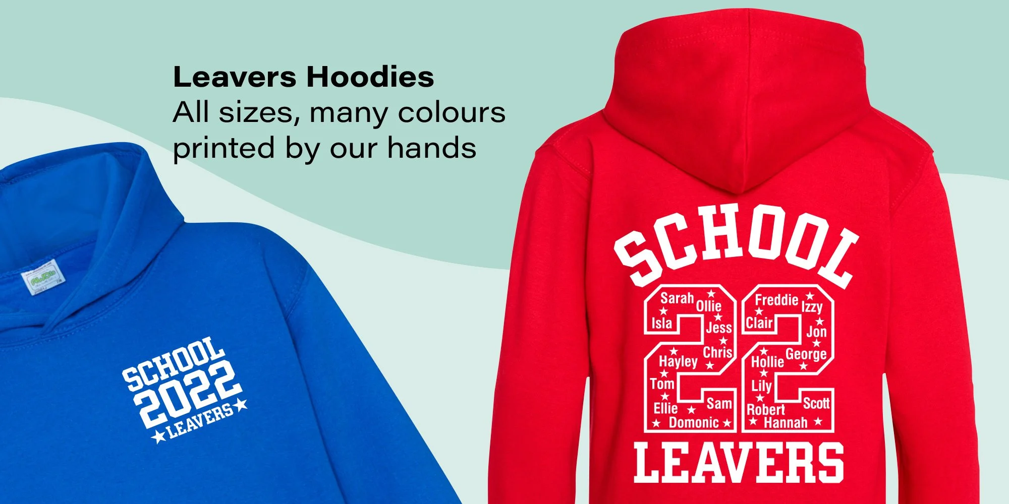 Printed Leavers Hoodies — In House Screen Printing