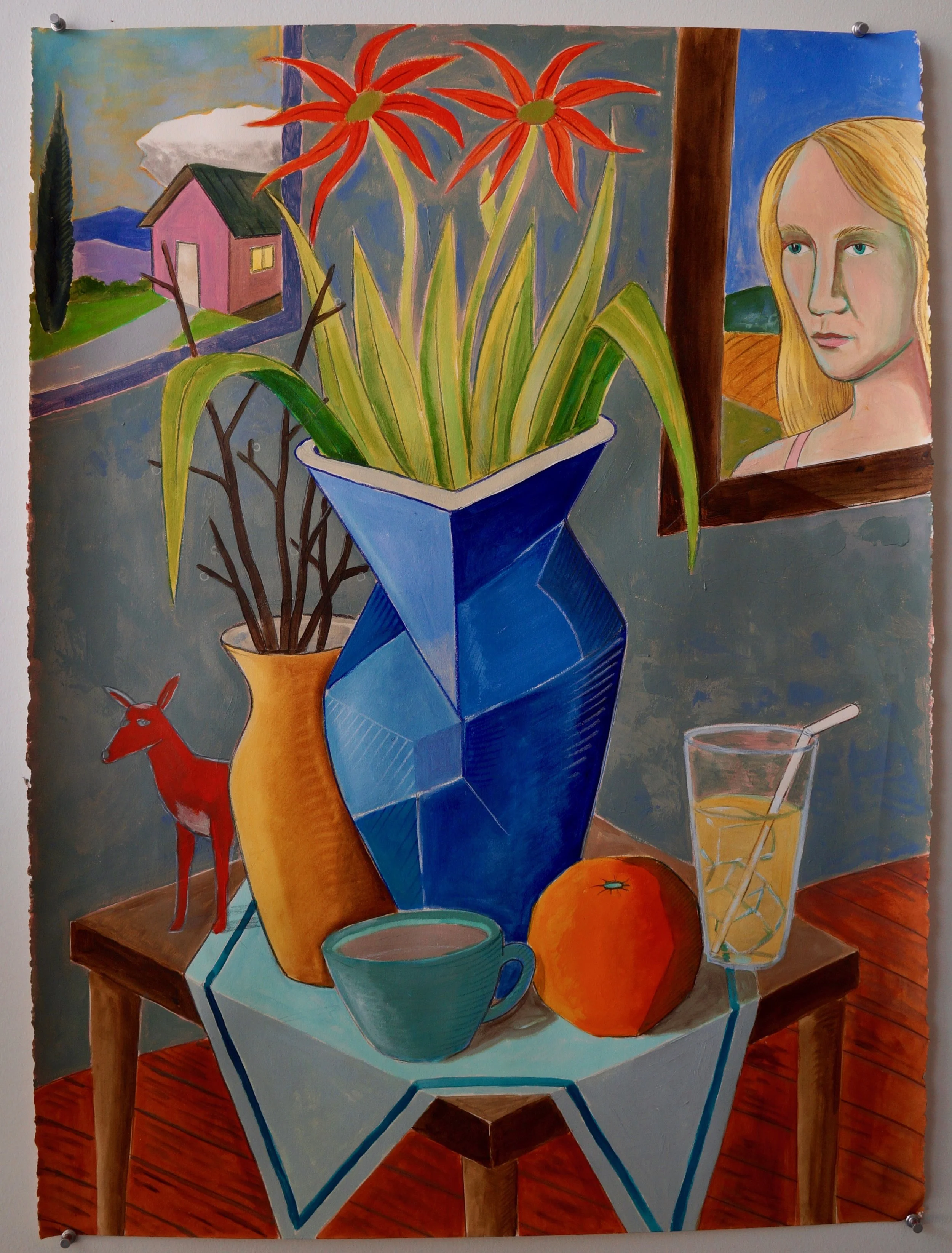 Table with objects and lemonade 22x30 acrylic:paper 2021.jpeg