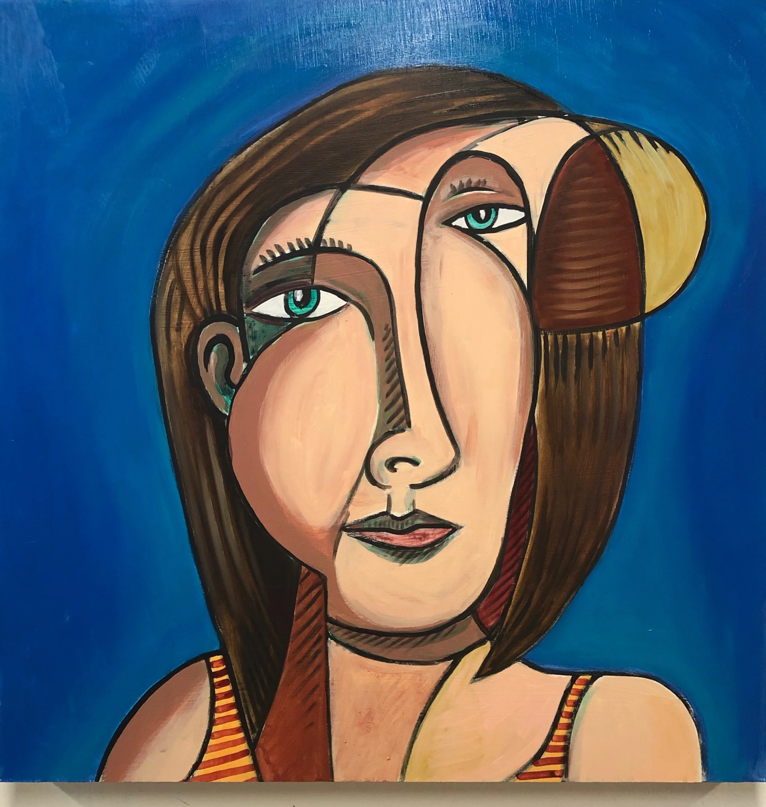 Brown Haired woman 24x24 acrylic:oil:panel 2019.jpeg