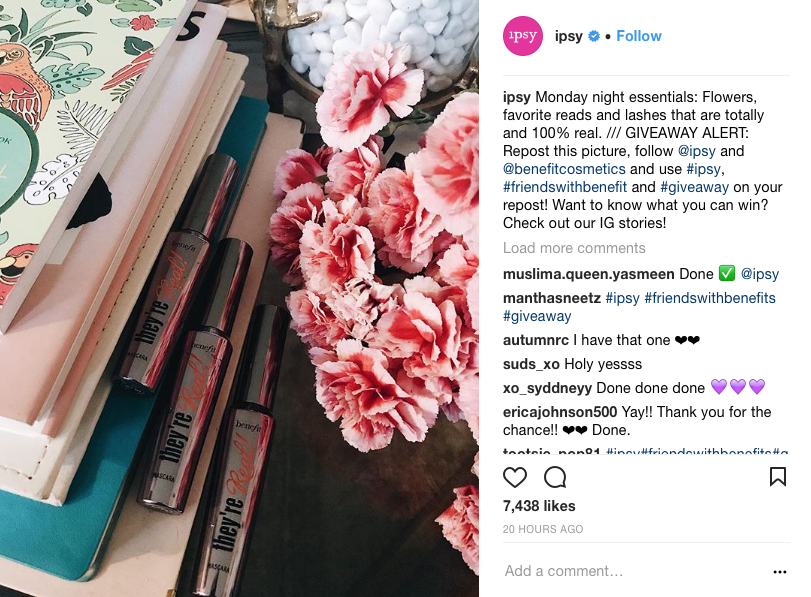 Ipsy hosting a photo challenge contest. 