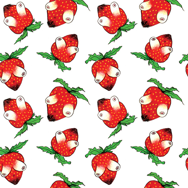 Strawberry (Patterned fruit series) ; Acrylic and ink on paper 2013 SOLD