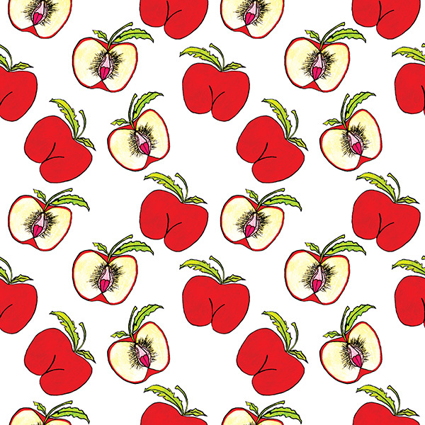 Apple (Patterned fruit series) ; Acrylic and ink on paper 2013 SOLD