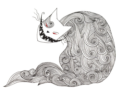 Catophobia (Fear of Cats) ; Ink and digital 2012