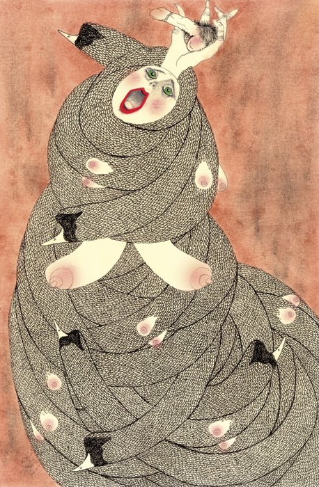 Greed ; From the Series of The Seven Deadly Sins Tarot Cards. Acrylic, tea, ink and graphite 2012