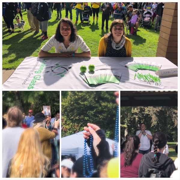 Looking Glass Therapists Bethany Kaiser and Carlyn Wierda (top) represented Looking Glass at this year’s event. Participants joined in sharing their stories, opening up about personal struggles, and listened to speeches about ending the stigmatization of mental illness.