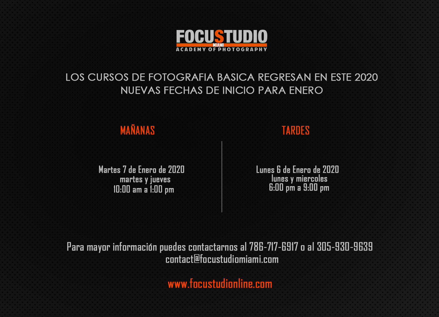 NUEVAS FECHAS DE INICIO PARA ENERO 2020