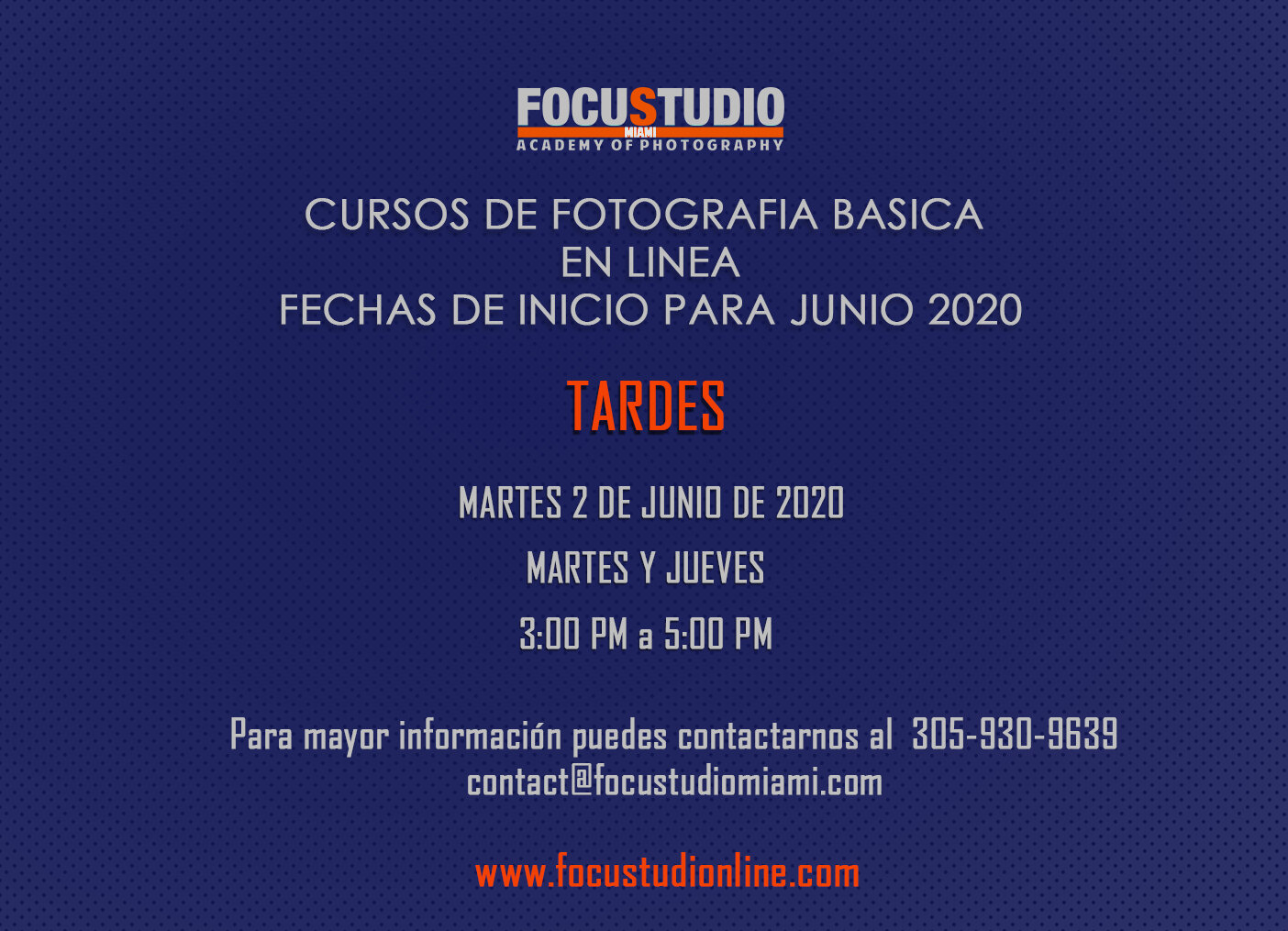 FECHA DE INICIO CURSOS EN LINEA DE FOTOGRAFIA JUNIO 2020