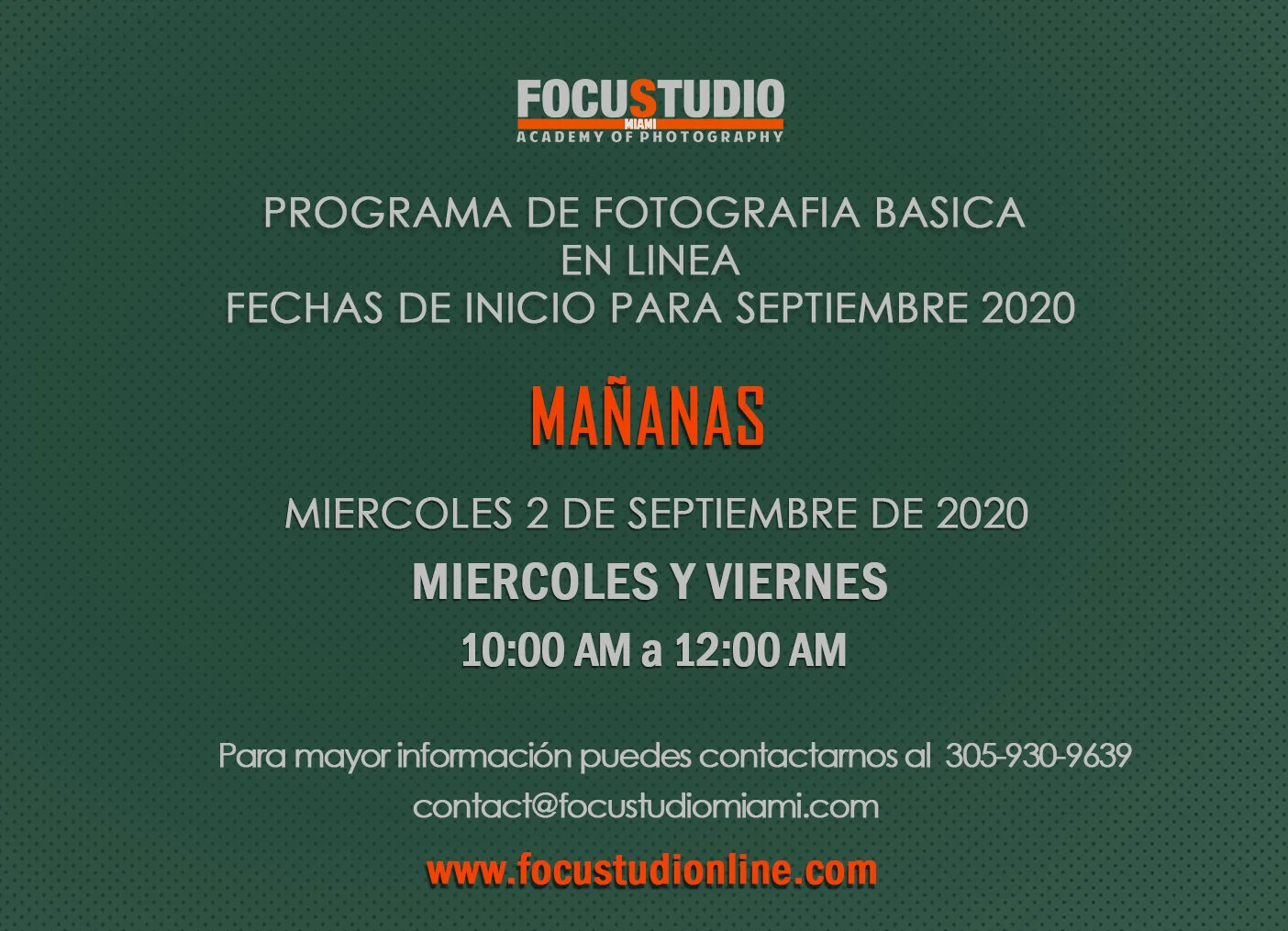 FECHA DE INICIO CURSOS EN LINEA DE FOTOGRAFIA SEPTIEMBRE 2020