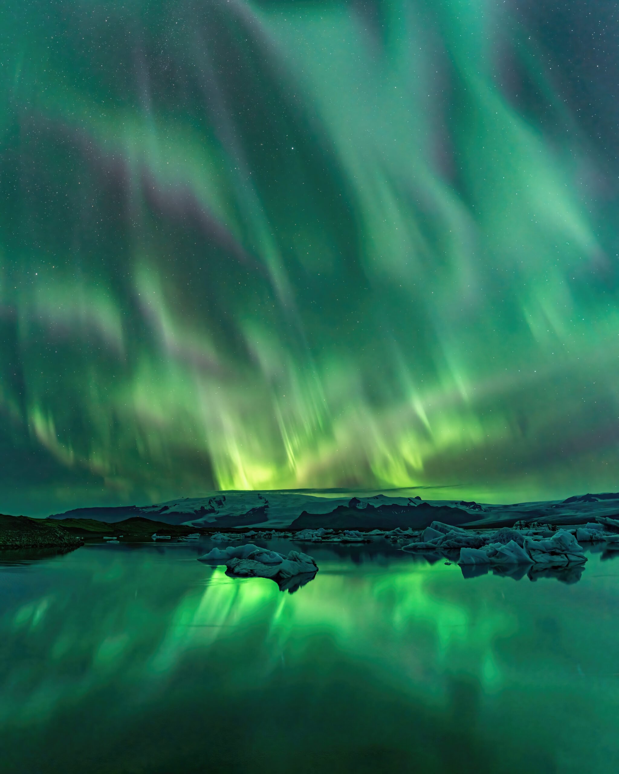 Aurora Boreal en Jökúlsarlón — Islandia