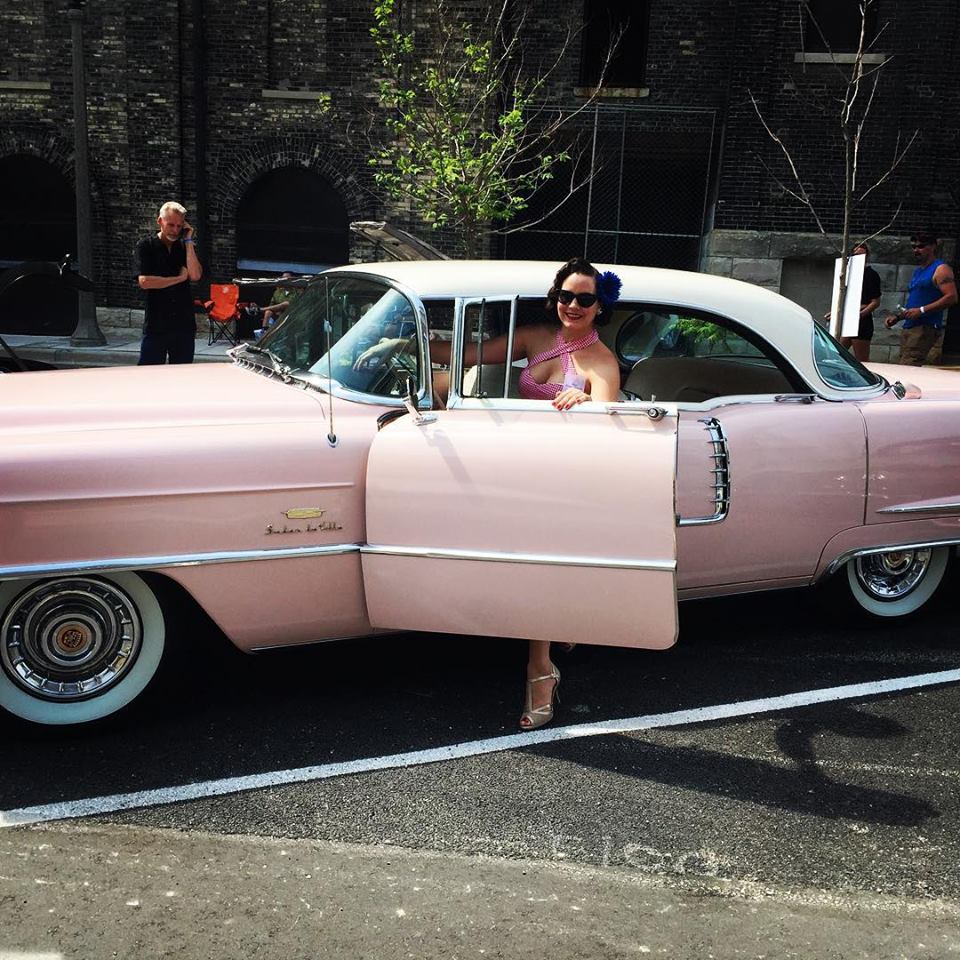 With this gorgeous pink caddy... owned by one of the guys who I met back in February. Photo by my aunt