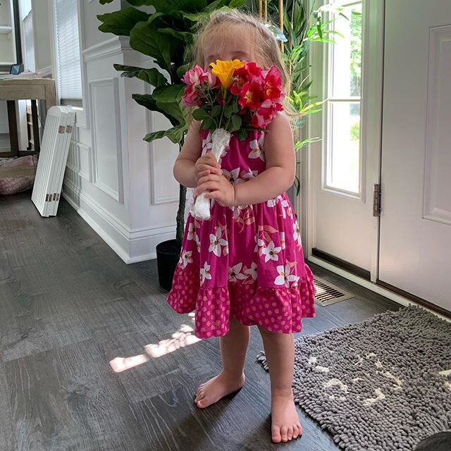 Practicing her flower girl skills. 🥰😍