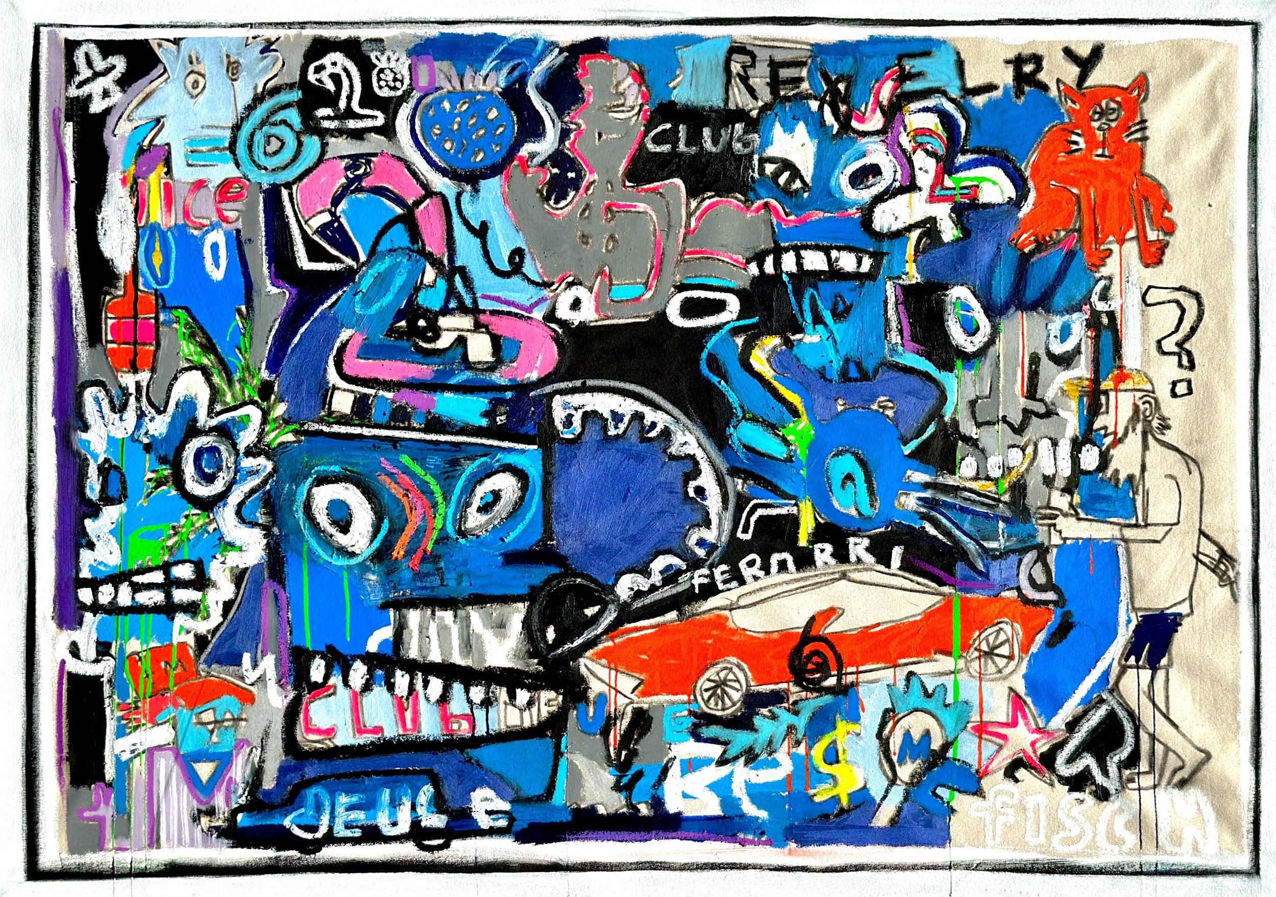 Lizards With Cigars On The Miami Beat Dreaming Of Revelry, 40x56”