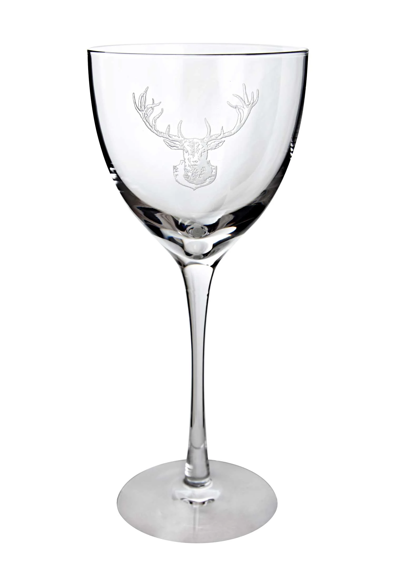 Hand-Etched Crystal Stag Wine Glass