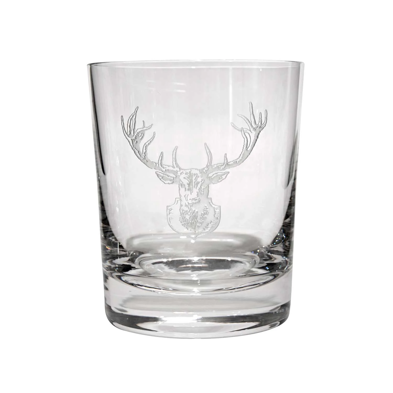 Hand-Etched Crystal Stag Lowball Glass