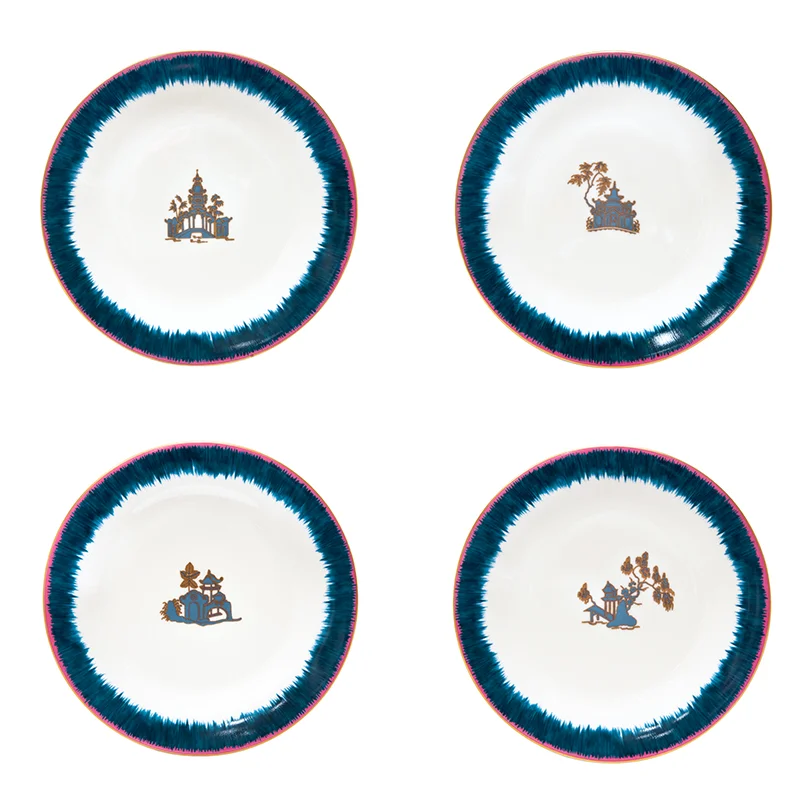 Fiamma Pagoda Porcelain Dessert Plates
