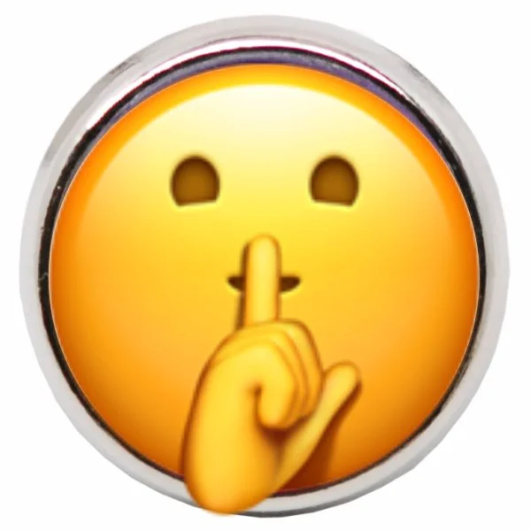 *New* Face with Finger Covering Closed Lips