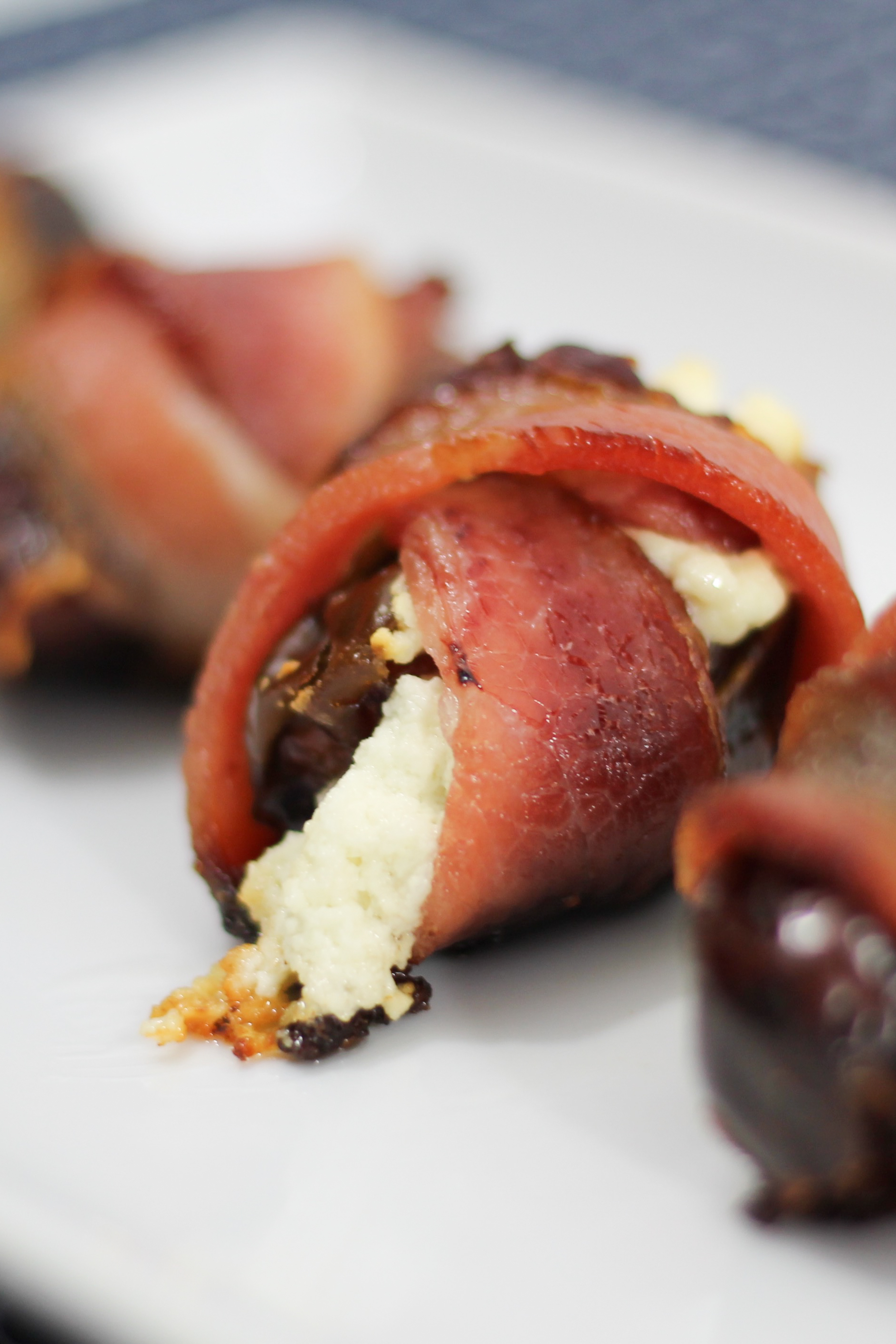 Bacon Wrapped, Goat Cheese Stuffed Dates