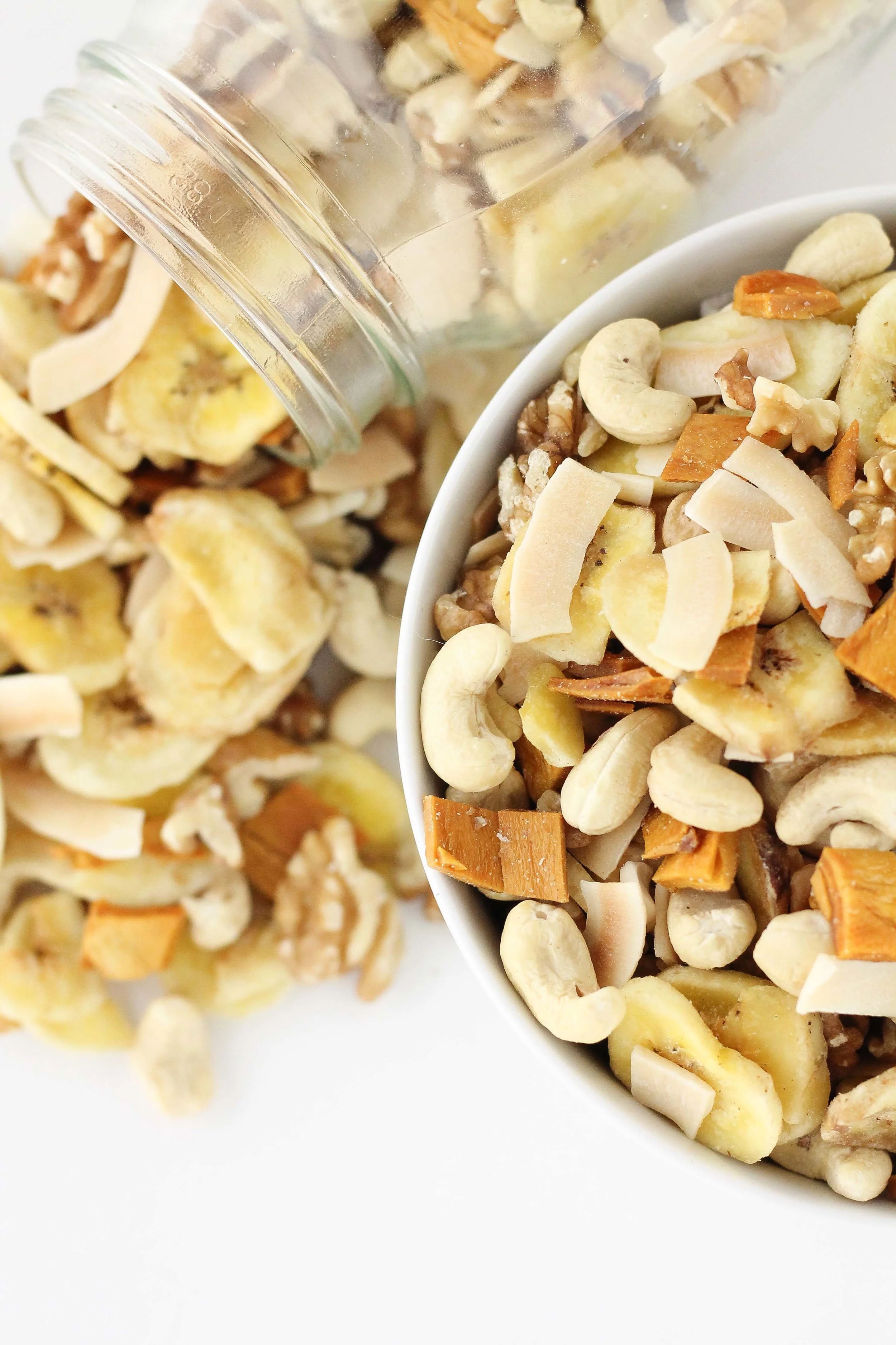 Cashews, Walnuts, Banana chips, on the go snacks, paleo snacks, real food travel snacks, just eat real food