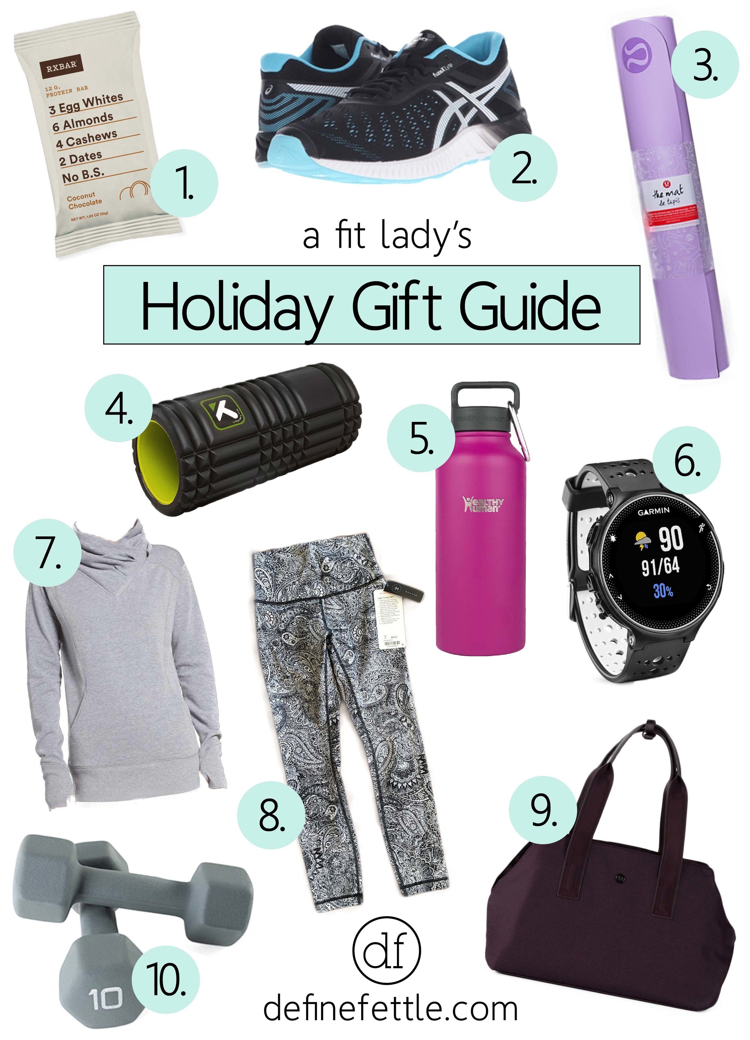 Holiday Gift Guide, Fitness, Workout, Fit Girl, Fit Lady, Exercise, Fitness Addict, WIsh List, Lululemon, Protein Bars, Healthy Human, Asics, Garmin, Yoga, 