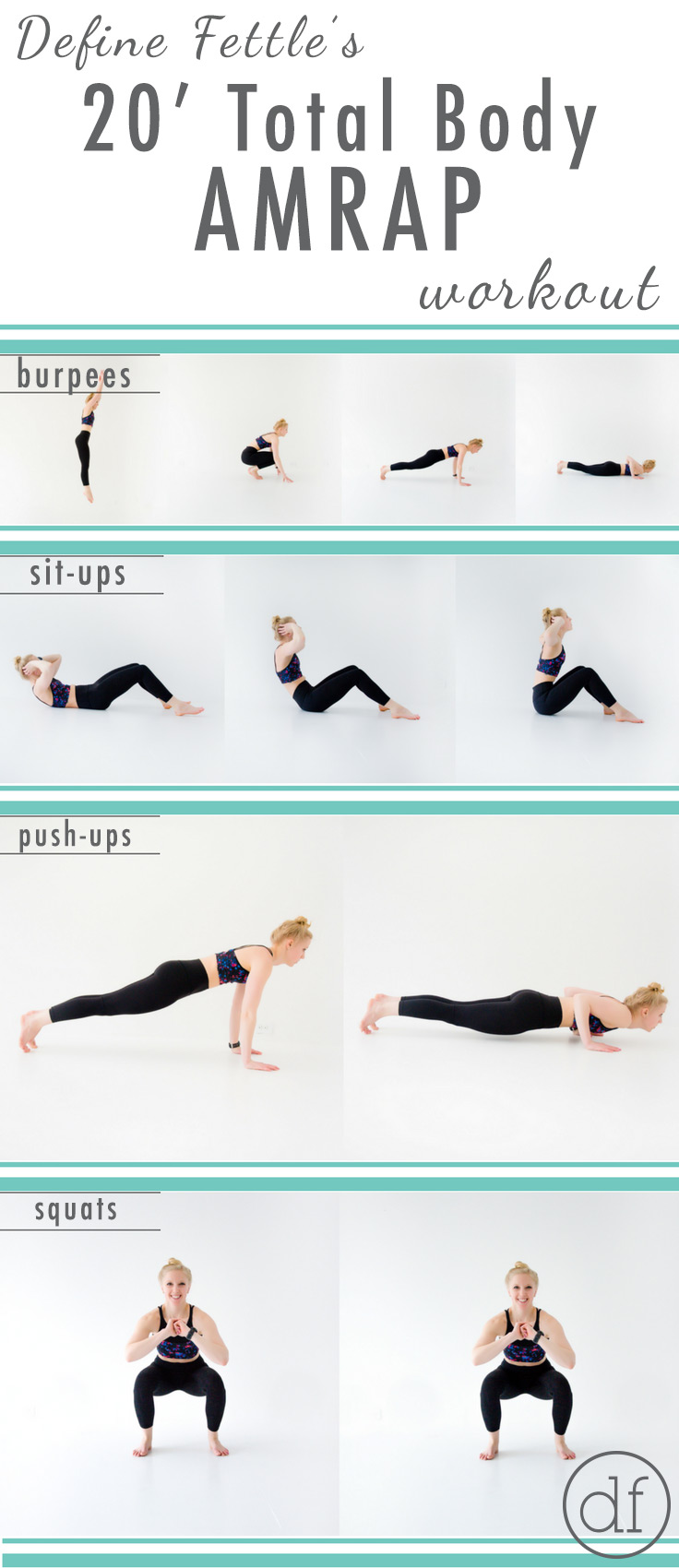 Define Fettle, Total Body AMRAP, Equipment Free, Home Workout, Travel Workout, Bodyweight Exercises, 20 Minutes Workout