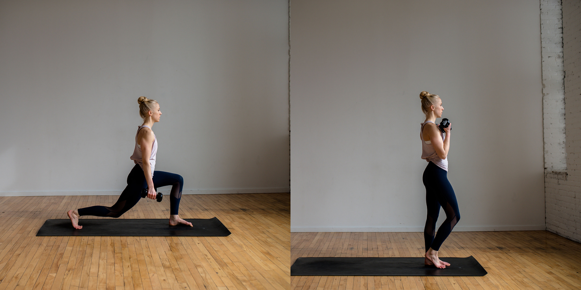 Lunge To Curl, Define Fettle, Yoga Sculpt Circuit Workout, Workout, Home Workout, 30 Minute Workout