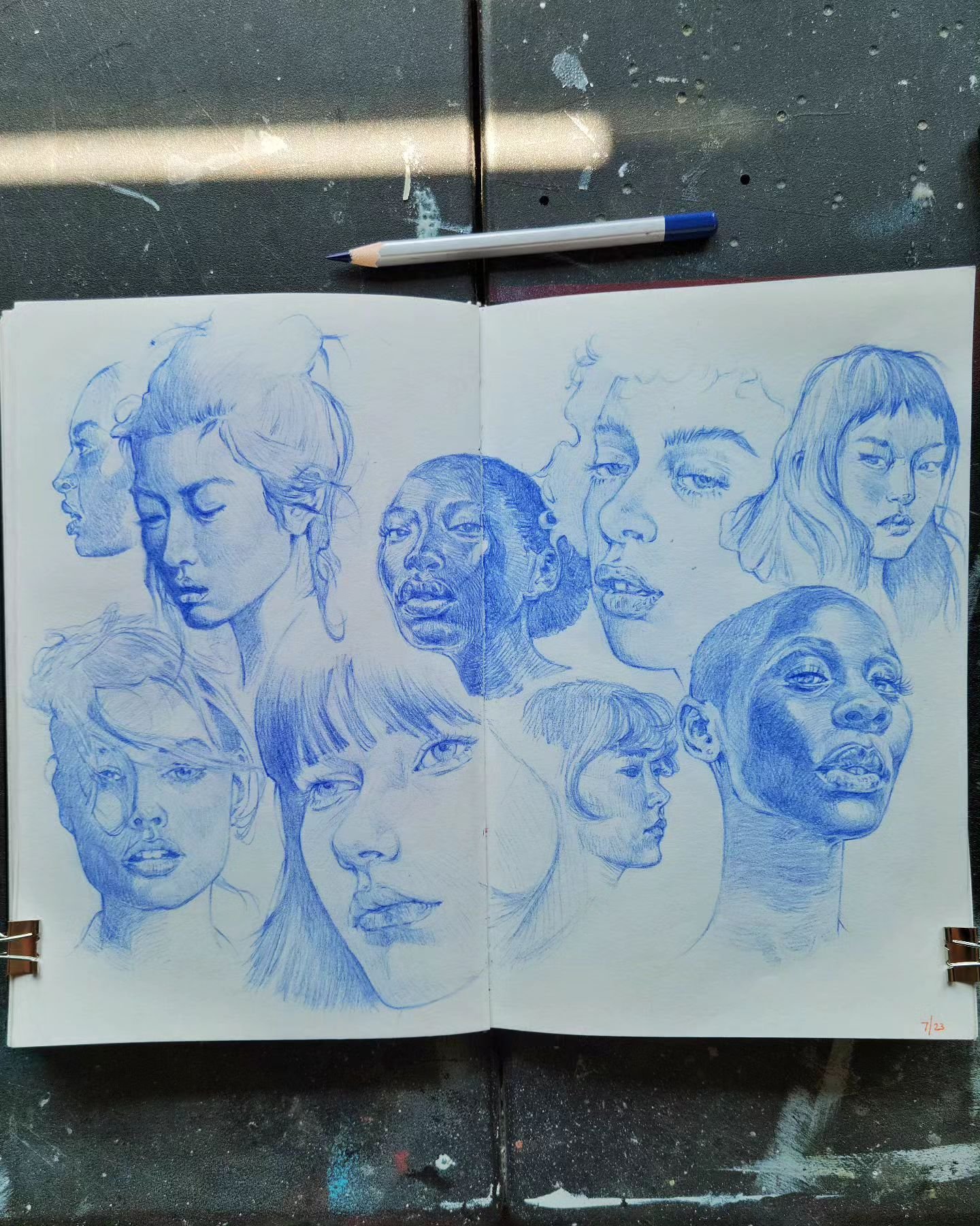 Some more from the sketchbook. I often struggled with noses. They always make or break the drawing for me. Either too long, too thin, too short, throwing everything off. I discovered just measuring the distance just under the eyes is a great guage to