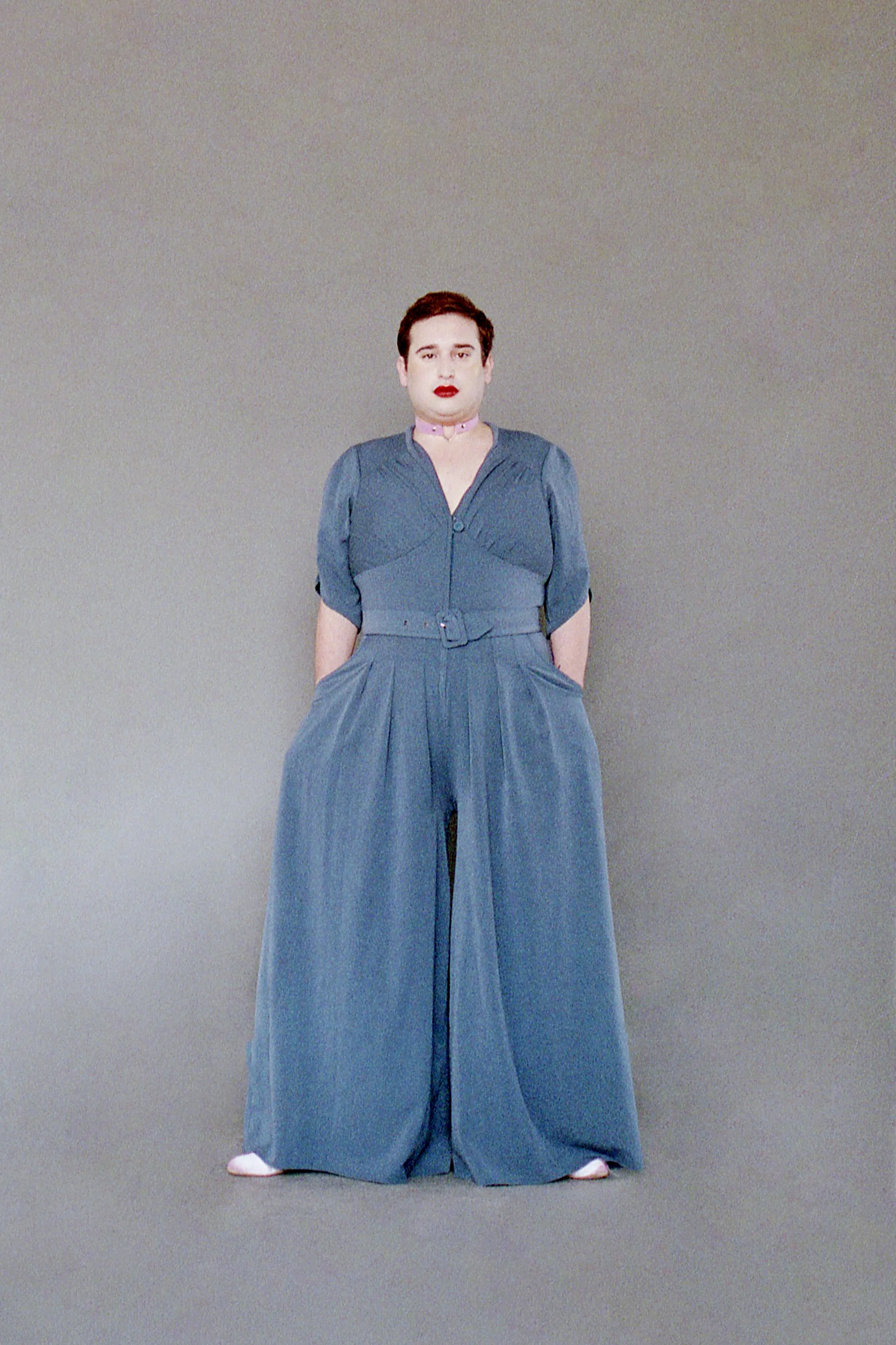 “It makes me feel witchy,” says Karpas of his Stevie Knicks-esque jumpsuit.