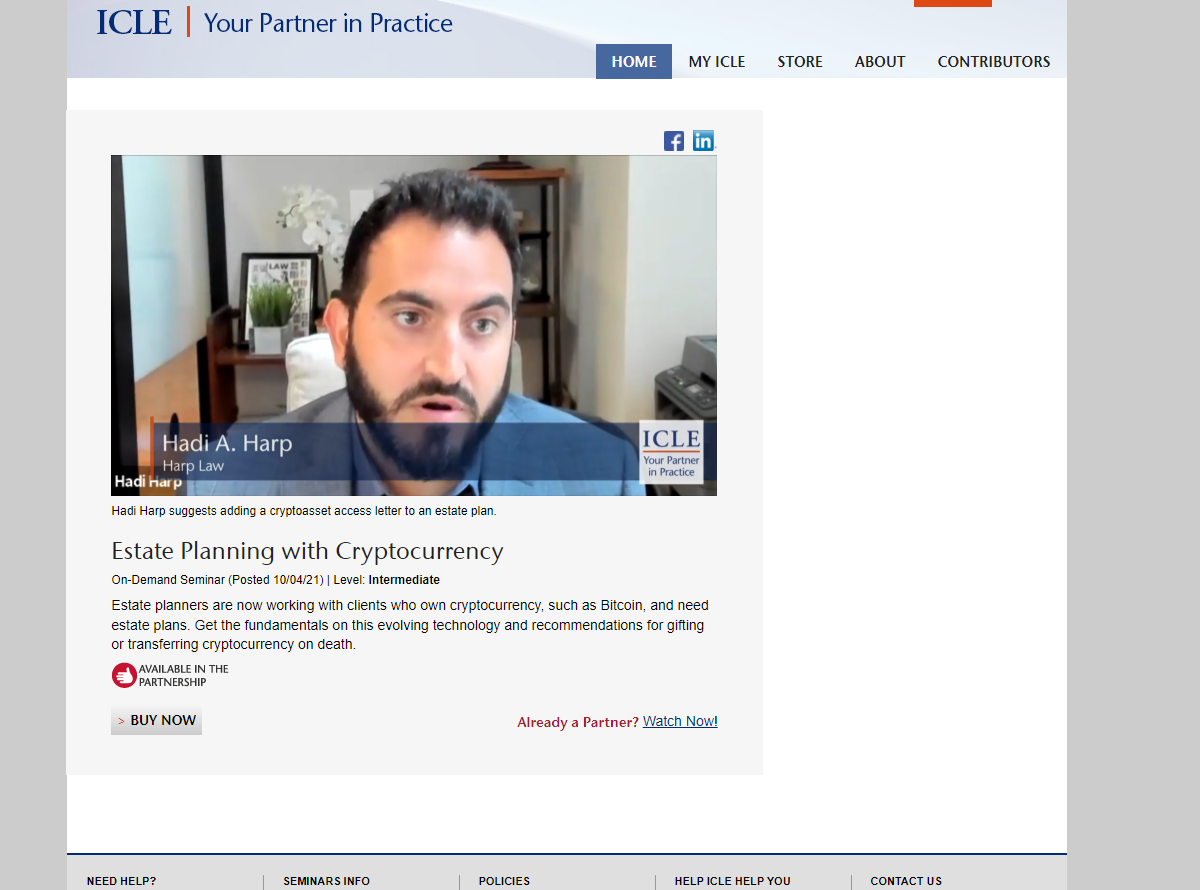 Hadi Harp’s Contributions to the Institute of Continuing Legal Education (ICLE)