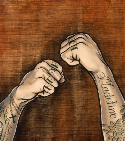   Still Fighting . Acrylic on Plyboo 2009 