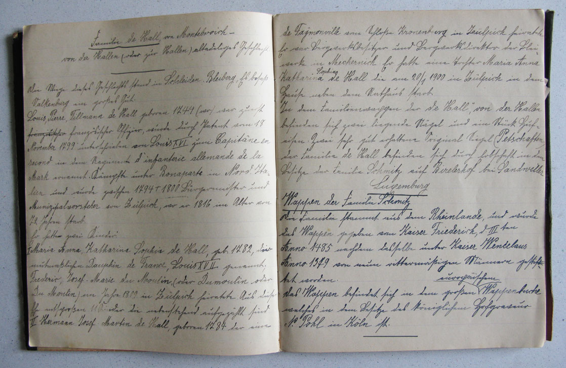 Journal intime. Chronique des familles / Tagebuch. Chronik der Familien Schmitz, du Moulin und de Hall-von Montebroich © Divers auteurs, droits réservés