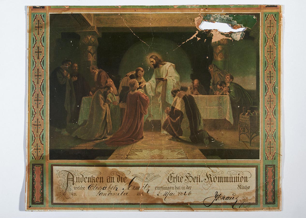 Souvenir Première Communion de / Erinnerung zur Ersten Kommunion von Elisabeth Schmitz, 1926 © auteur inconnu, droits réservés