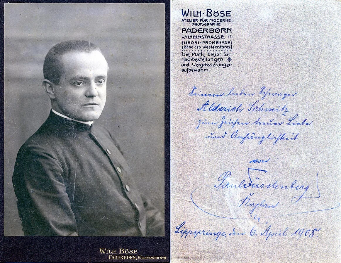 Dédicasse de / Widmung von Paul Fürstenberg à / an Alderich Schmitz, 1908 © Wilhelm Böse