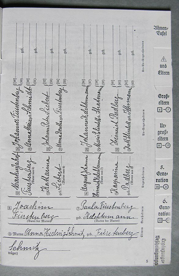 Passeport généalogique de Gertrud Elisabth Schmitz / Ahnenpass von Gertrud Elisabth Schmitz