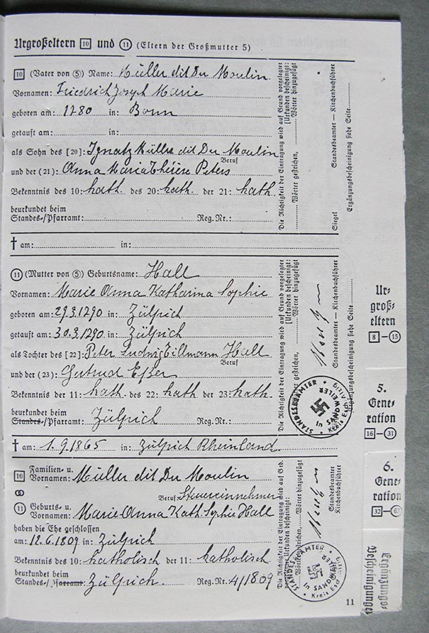Passeport généalogique de Gertrud Elisabth Schmitz / Ahnenpass von Gertrud Elisabth Schmitz