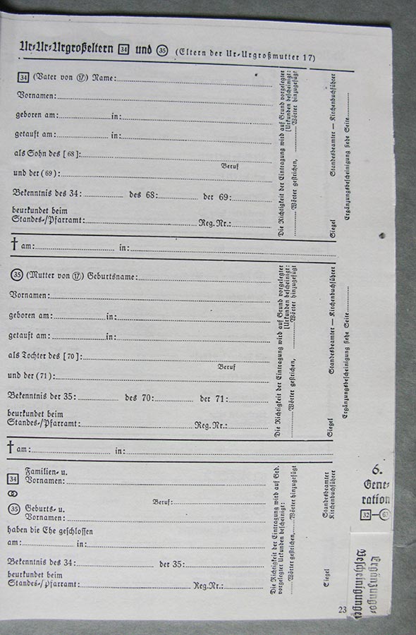 Passeport généalogique de Gertrud Elisabth Schmitz / Ahnenpass von Gertrud Elisabth Schmitz