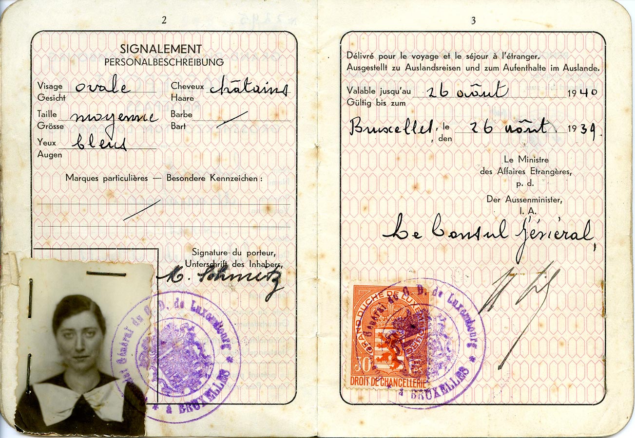 Passeport de / Pass von Marianne Schmitz, 1939