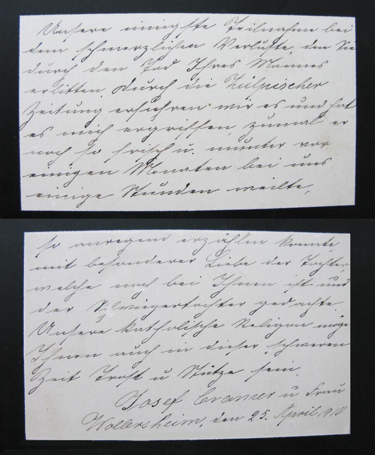 Carte de condoléance pour le décès de / Kondolenzkarte zum Tode vonTillmann Schmitz, 1910