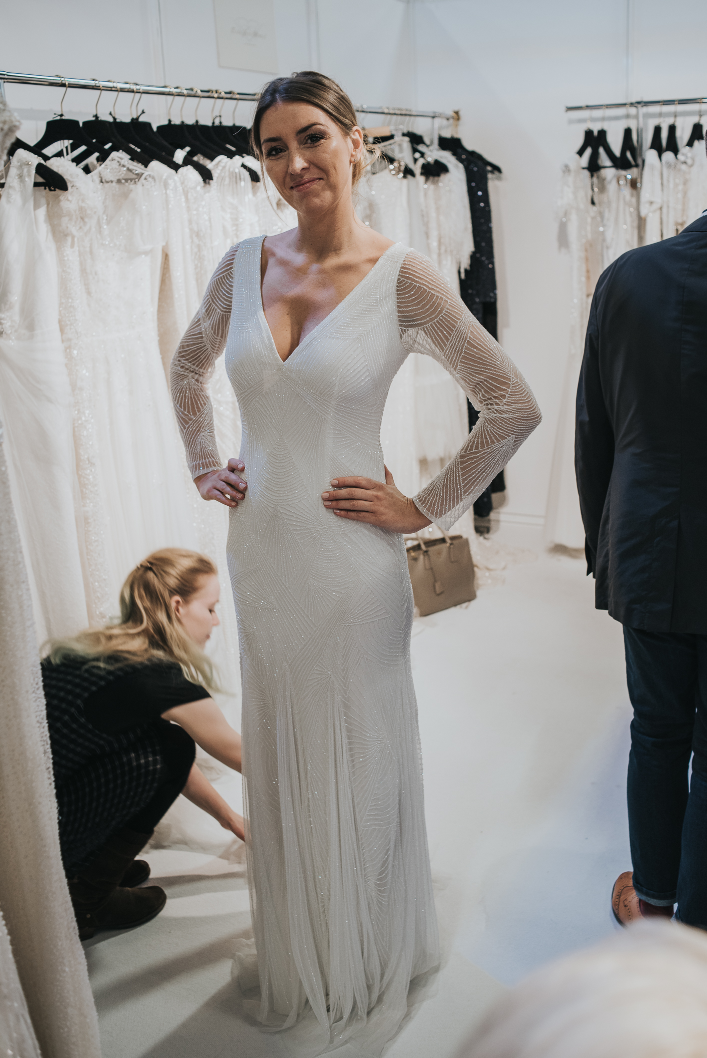 Gorgeous long sleeves with a beautiful illusion back. 