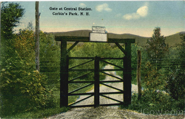 Undated early postcard showing the gate to Central Station in Corbin's Park Courtesy of Brian Meyette