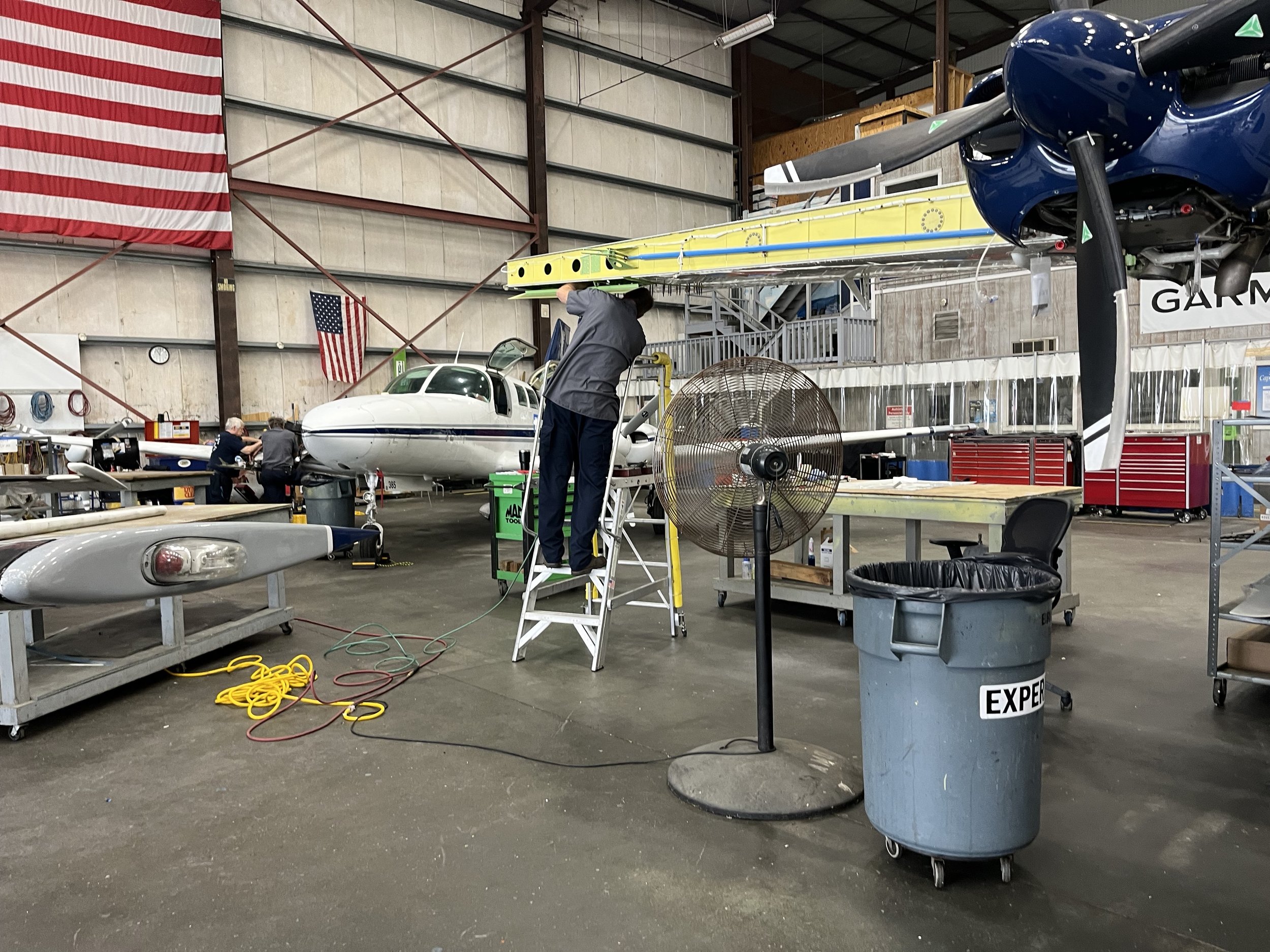  Cape Air technician Charles Parker at work. Photo by Justine Paradis. 