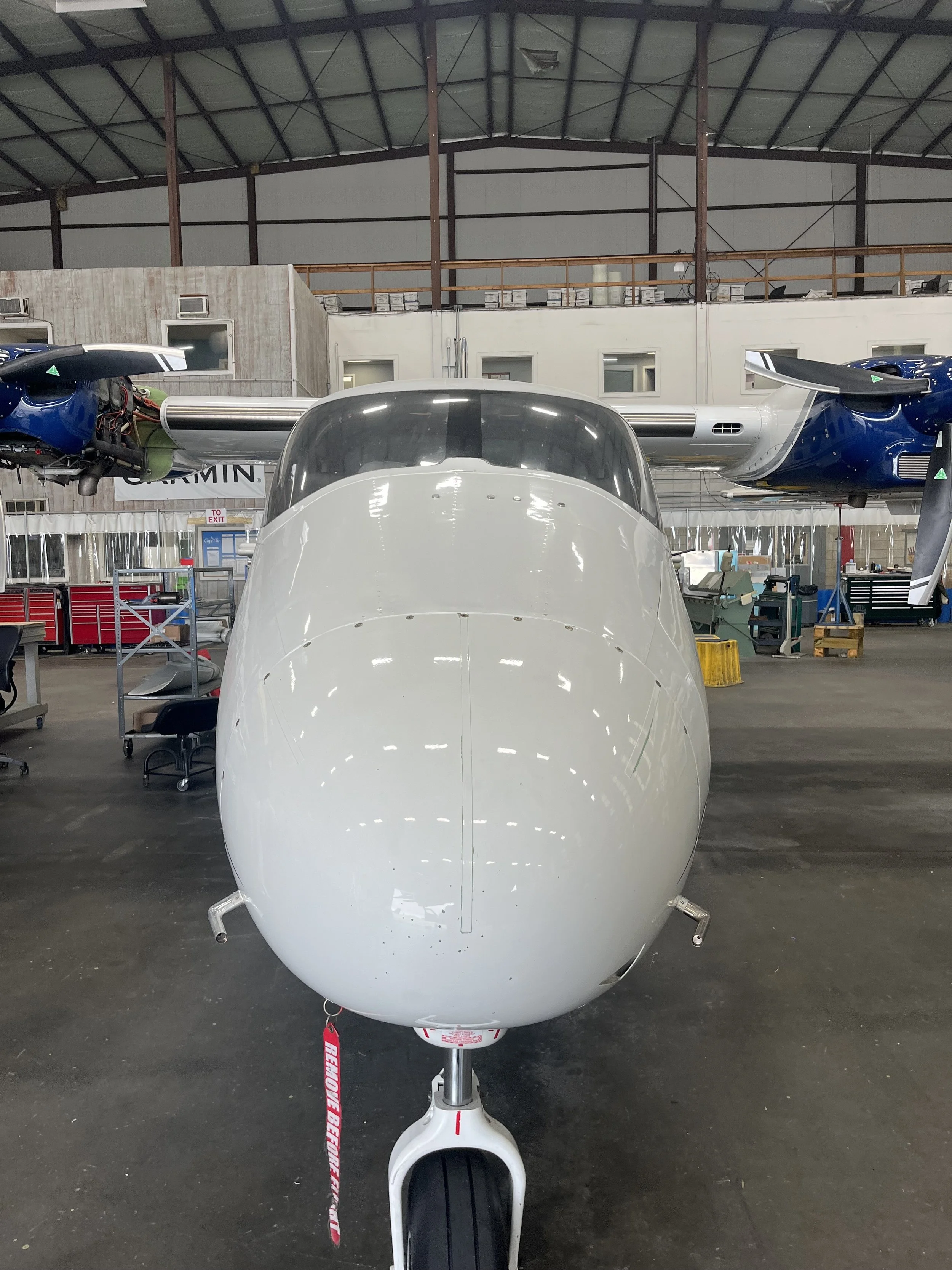 A plane in the Cape Air hangar. Photo by Justine Paradis.