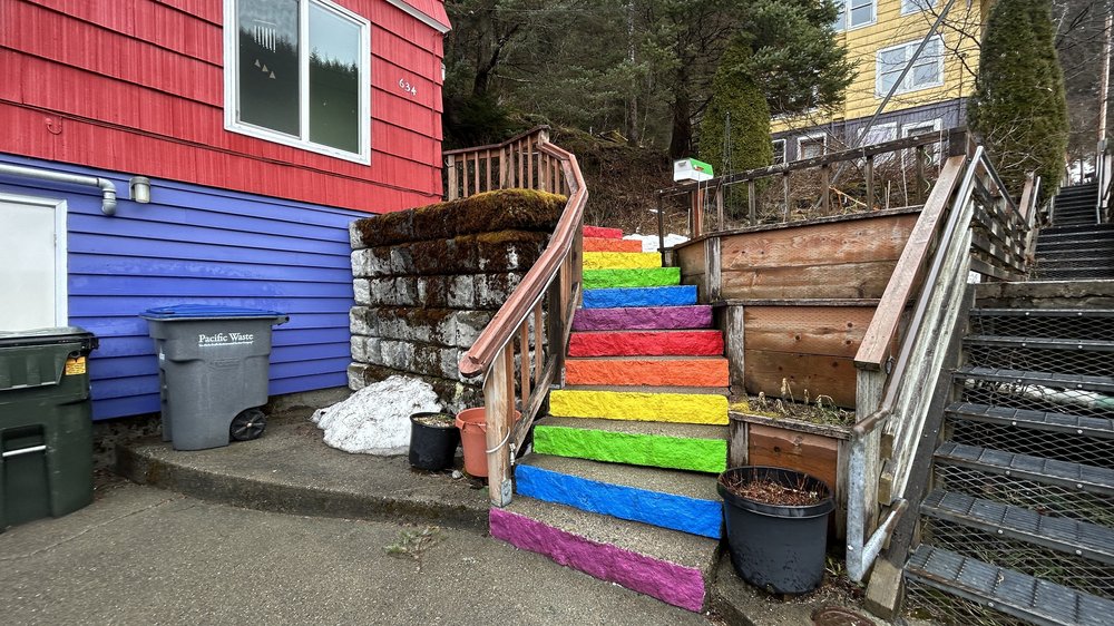  Eve Soutiere painted the steps of her Juneau, Alaska home in rainbow colors to show her support for same-sex couples. 