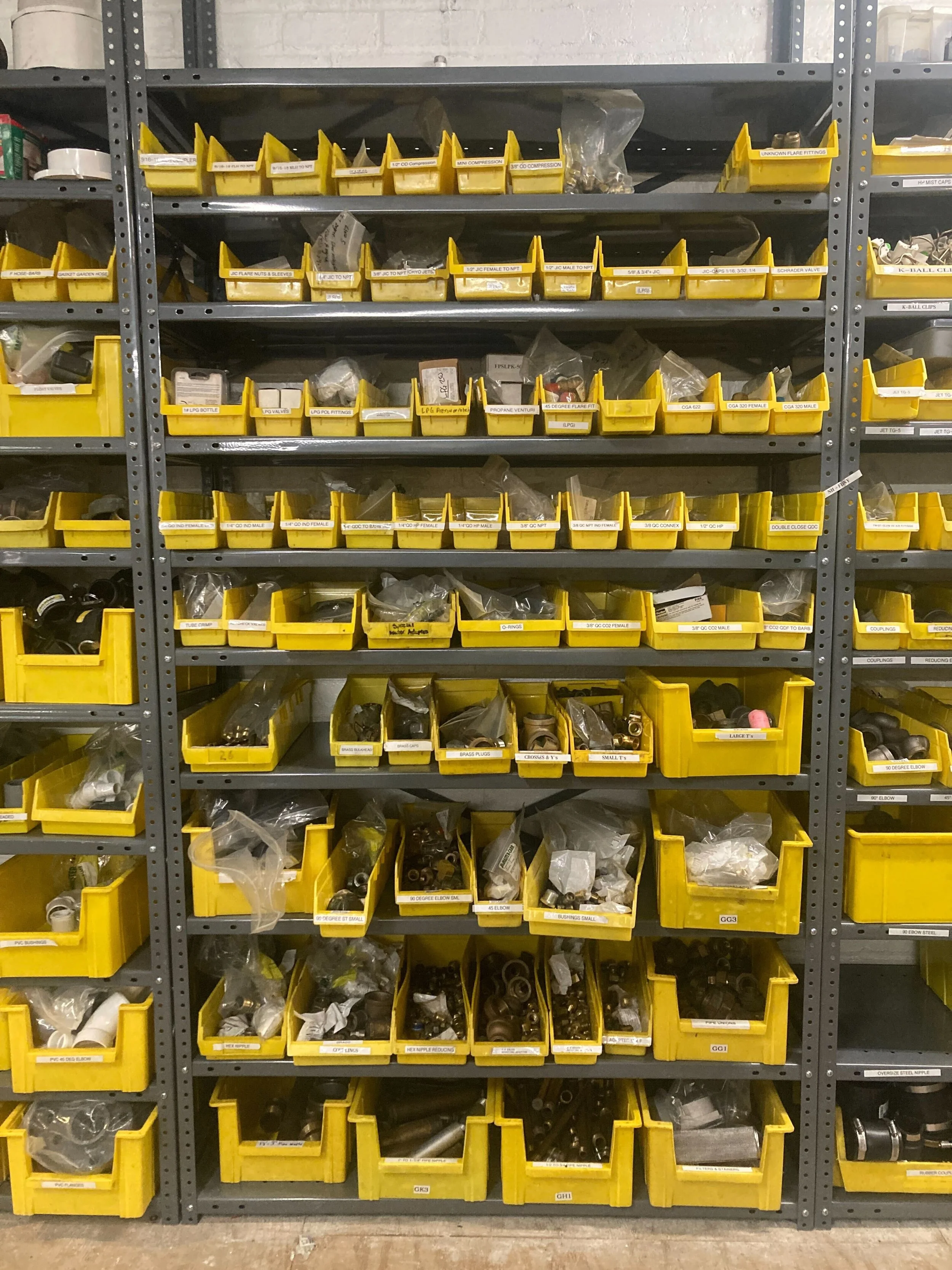  The “yellow bin area” of J&amp;M Special Effects, home to the many plumbing miracles the team endeavors upon.  