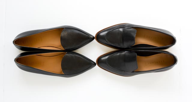 Comparison photo of Everlane Modern Points and Everlane Modern Loafers