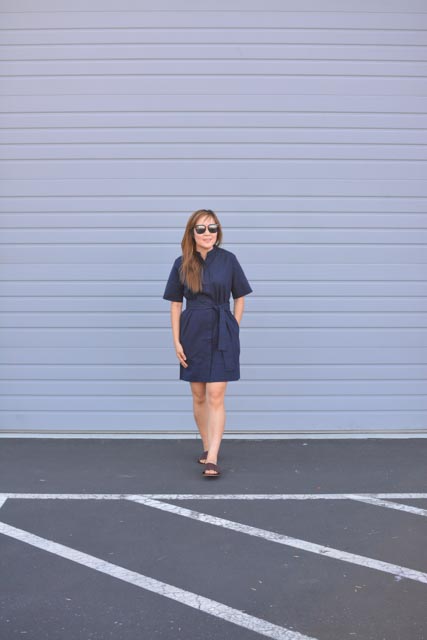 Everlane Cotton Collarless Belted Shirt Dress Review {Updated June