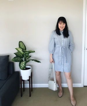 everlane shirt dress Midi Cotton | Parisian Blue/Black/Rusted Red/Bone length cotton shirt dress features classic shirt detailsa button front with two front chest pockets Everlane Review: The Cotton Weave