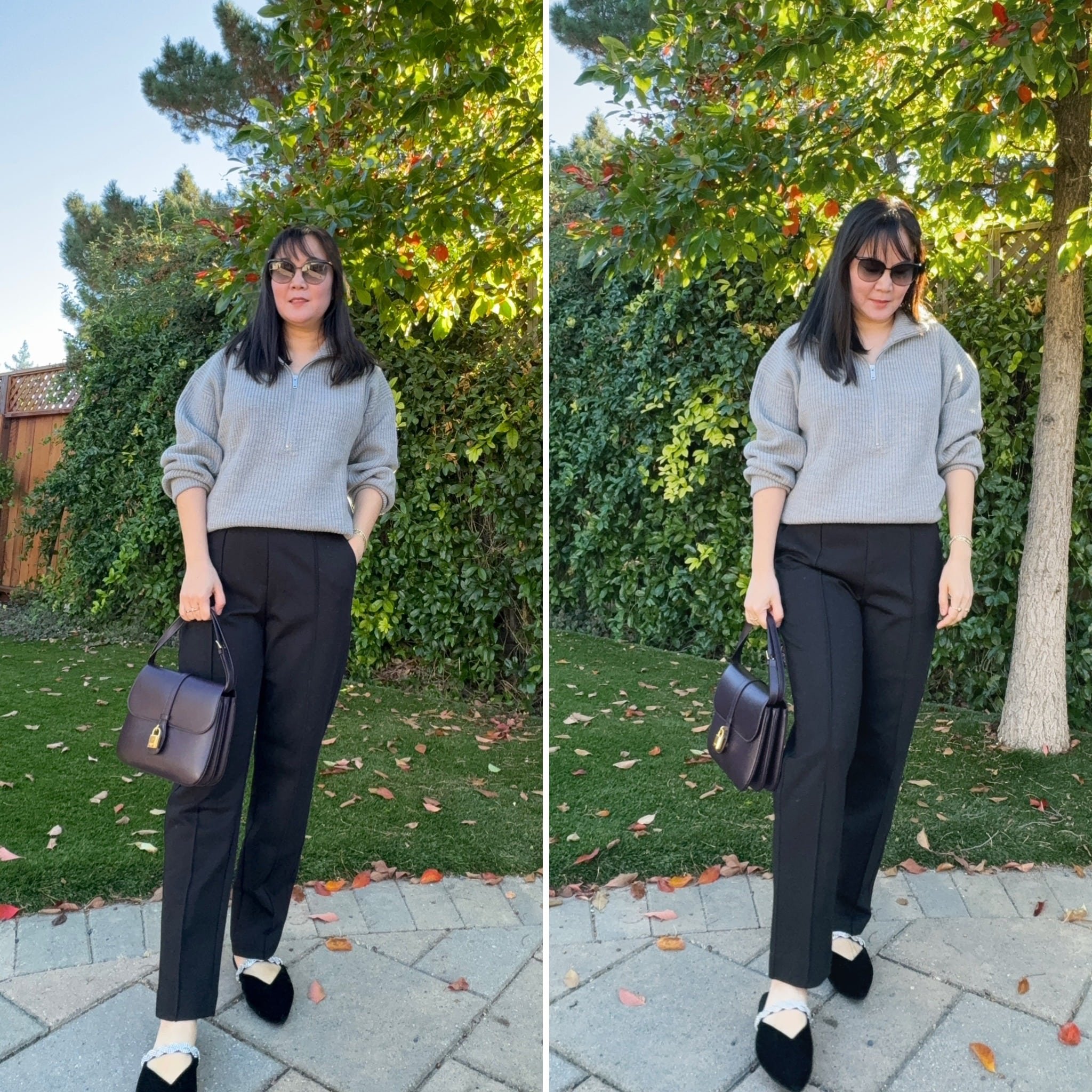 Everlane 2023 Review: Wide Leg Dream Pants, Organic Cotton Striped Tee  Dress, and Felted Merino Half-Zip Sweater — Fairly Curated